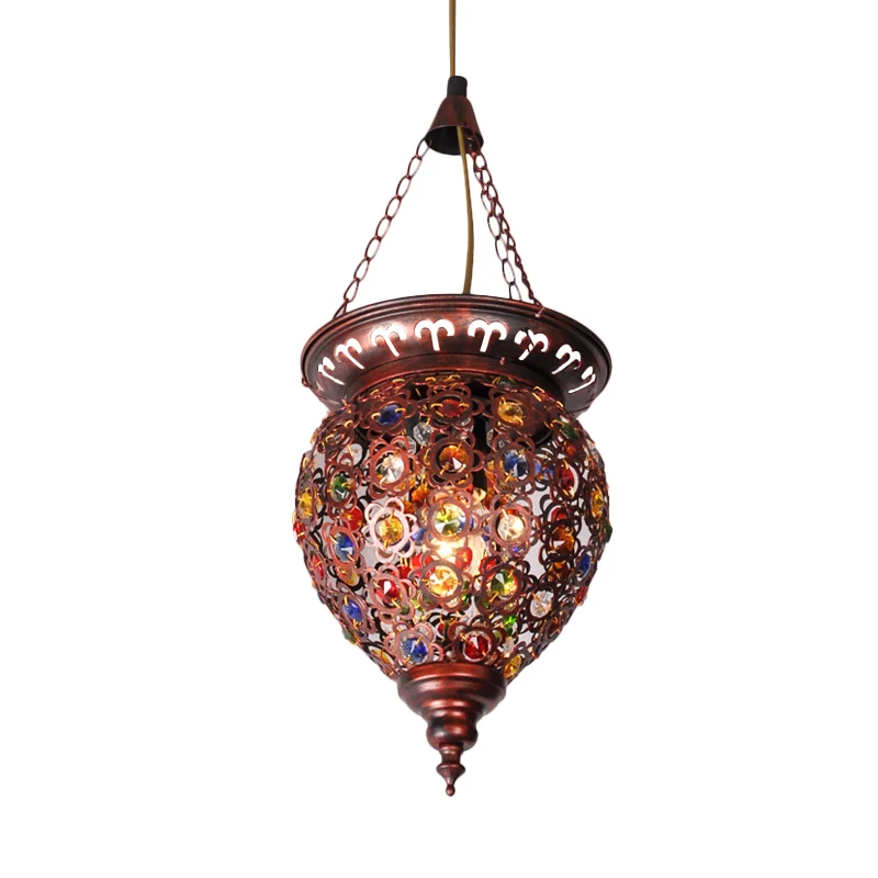Metalen koperen druppellamp Urn 1 lamp Traditioneel hangend verlichtingsarmatuur voor balkon Clearhalo