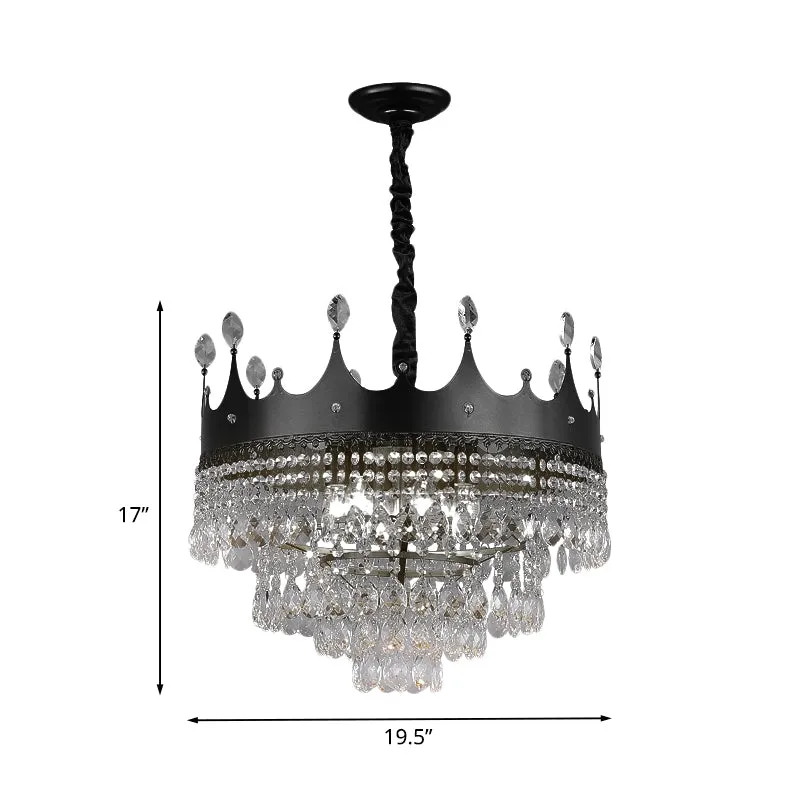 Metalen kroonluchterverlichting voor kinderen, 4/5/6 lampen, zwarte hanglamp met kristallen druppeldecor boven de eettafel...