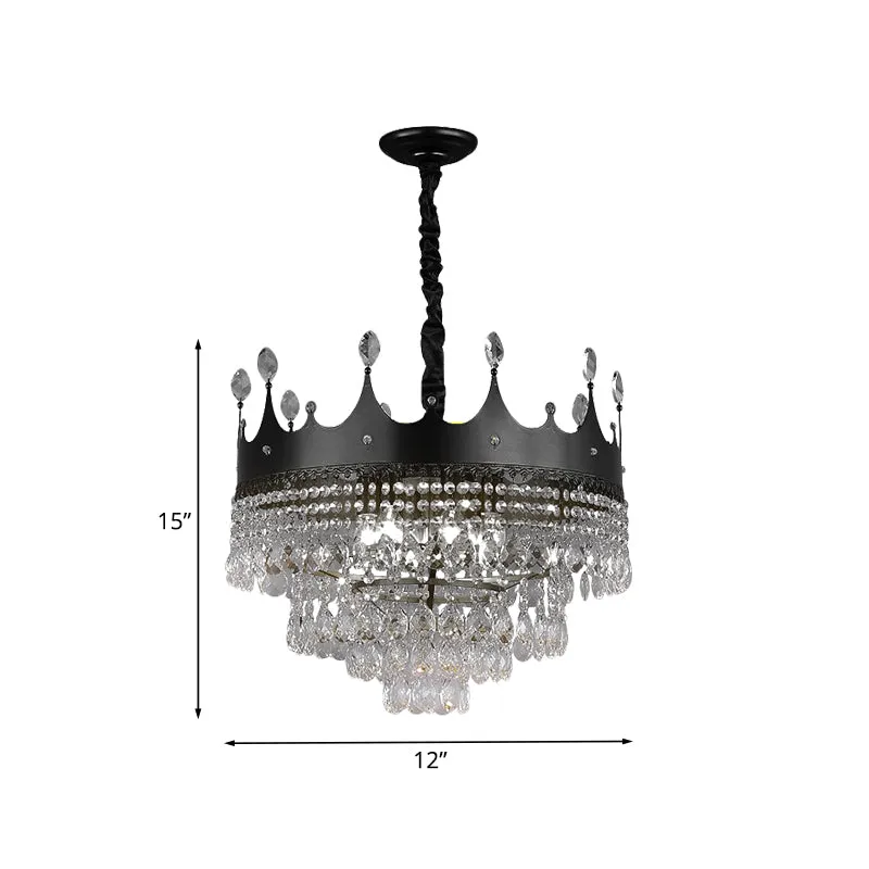 Metalen kroonluchterverlichting voor kinderen, 4/5/6 lampen, zwarte hanglamp met kristallen druppeldecor boven de eettafel...