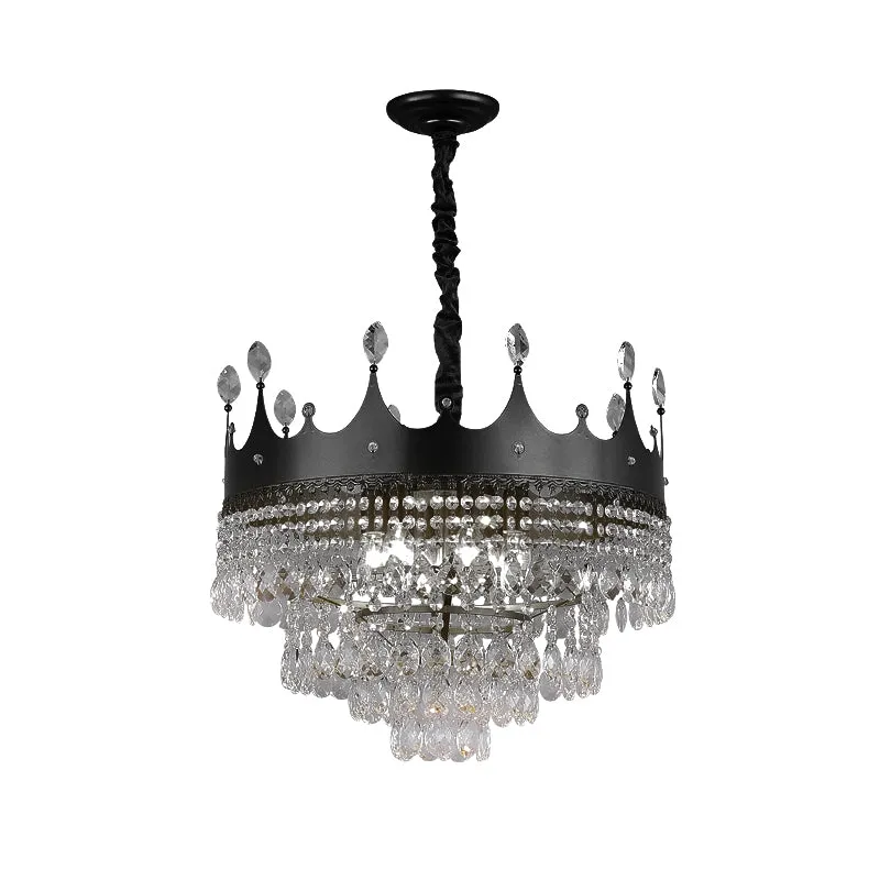 Metalen kroonluchterverlichting voor kinderen, 4/5/6 lampen, zwarte hanglamp met kristallen druppeldecor boven de eettafel...