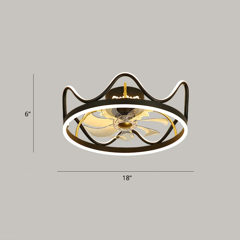 Metalen kroonvormige plafondventilator Lichte kinder-LED semi-inbouwverlichting met afstandsbediening Clearhalo