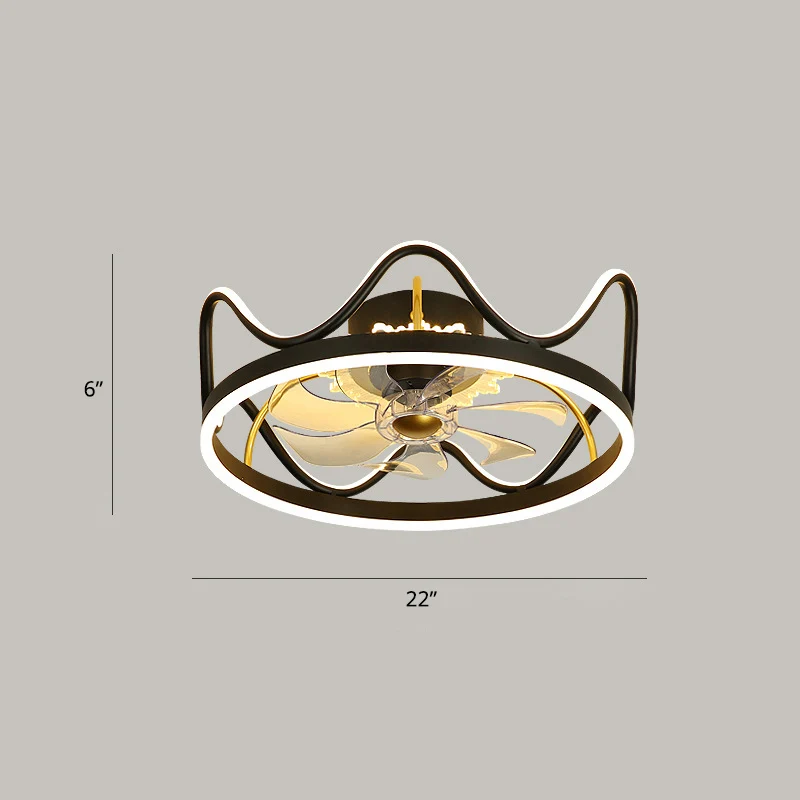 Metalen kroonvormige plafondventilator Lichte kinder-LED semi-inbouwverlichting met afstandsbediening Clearhalo