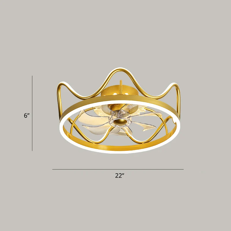 Metalen kroonvormige plafondventilator Lichte kinder-LED semi-inbouwverlichting met afstandsbediening Clearhalo