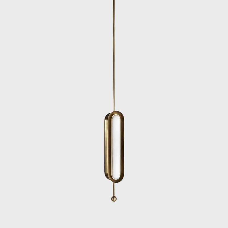 Metalen langwerpige ophangverlichting Postmoderne vergulde LED-hanglamp voor eetkamer Clearhalo