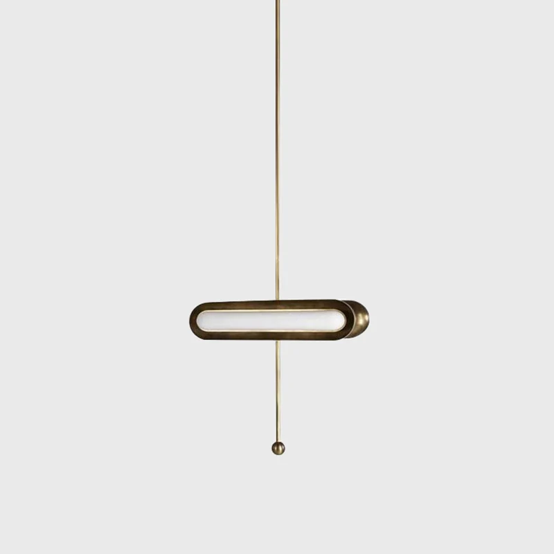 Metalen langwerpige ophangverlichting Postmoderne vergulde LED-hanglamp voor eetkamer Clearhalo