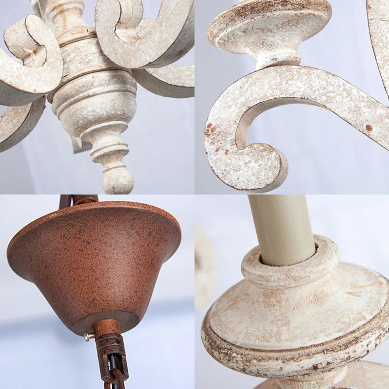 Metalen lasergesneden kroonluchterlamp Retro 5 lampen Witte hanglamp voor woonkamer Clearhalo