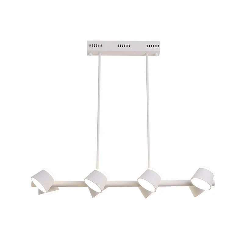 Metalen lineaire hanglamp, eenvoudige stijl, 8 lampen, witte hangende plafondlamp Clearhalo