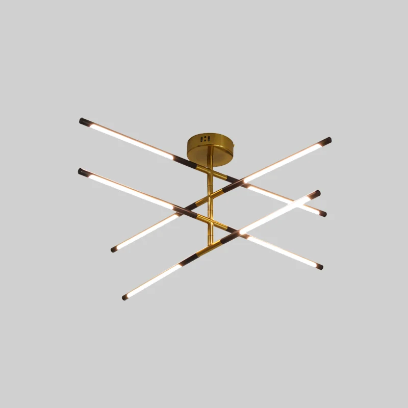 Metalen lineaire plafondkroonluchter moderne stijl 8-kops ophanghanger zwart en goud Clearhalo