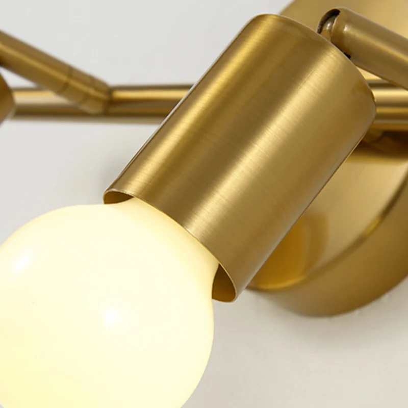 Metalen messing wandkandelaar Lineaire LED 2/3/4-lamps traditionele make-up wandlamp voor badkamer Clearhalo
