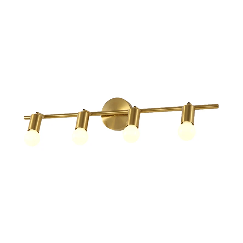 Metalen messing wandkandelaar Lineaire LED 2/3/4-lamps traditionele make-up wandlamp voor badkamer Clearhalo