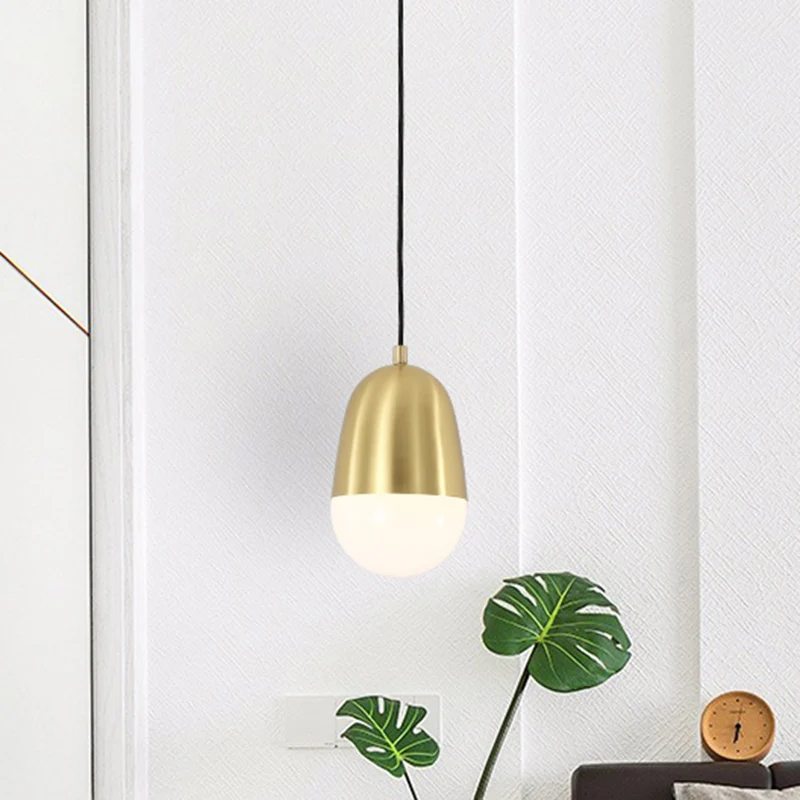Metalen Pil Hanglamp Minimalisme 1 Lamp Messing Hangende Plafondlamp voor Slaapkamer Clearhalo