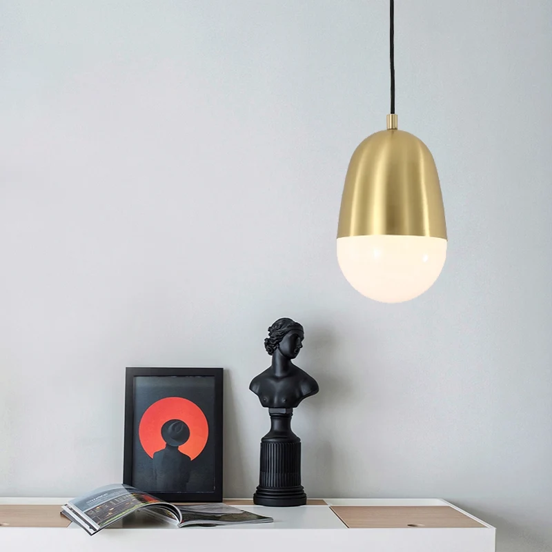 Metalen Pil Hanglamp Minimalisme 1 Lamp Messing Hangende Plafondlamp voor Slaapkamer Clearhalo