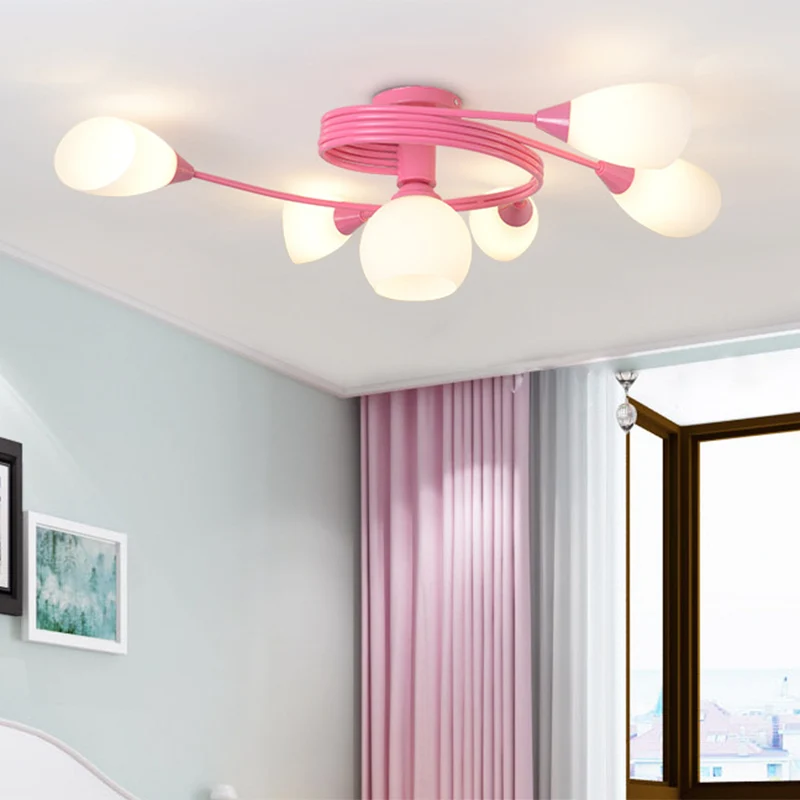 Metalen plafondlamp met gedraaide arm Kinderslaapkamer Kleuterschool Moderne halfverzonken plafondlamp Clearhalo