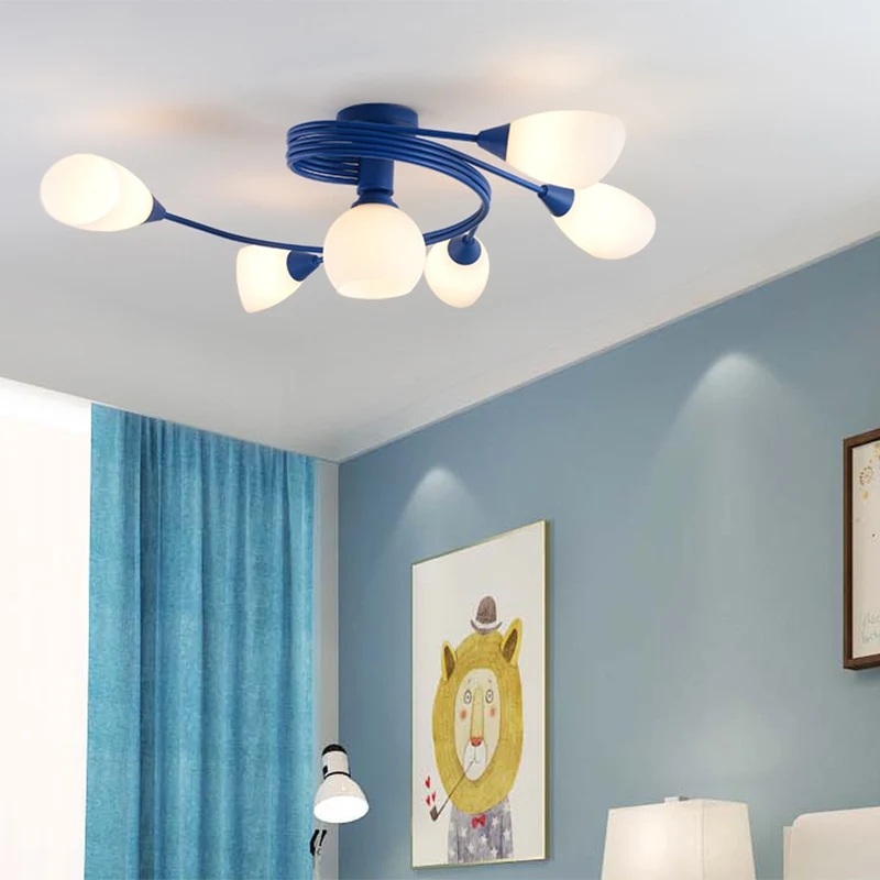 Metalen plafondlamp met gedraaide arm Kinderslaapkamer Kleuterschool Moderne halfverzonken plafondlamp Clearhalo