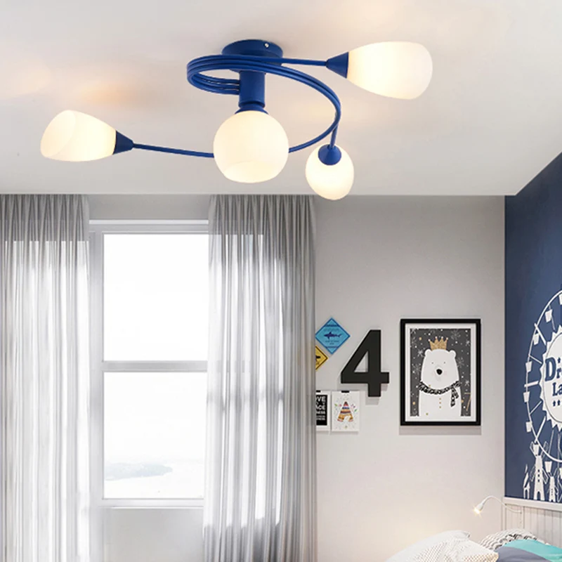 Metalen plafondlamp met gedraaide arm Kinderslaapkamer Kleuterschool Moderne halfverzonken plafondlamp Clearhalo