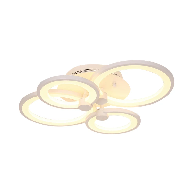 Metalen plafondverlichting met meerdere ringen, modernistisch 4/6/8-lamps zwart/wit LED semi-inbouwlicht voor woonkamer Cl...