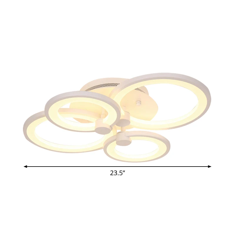 Metalen plafondverlichting met meerdere ringen, modernistisch 4/6/8-lamps zwart/wit LED semi-inbouwlicht voor woonkamer Cl...