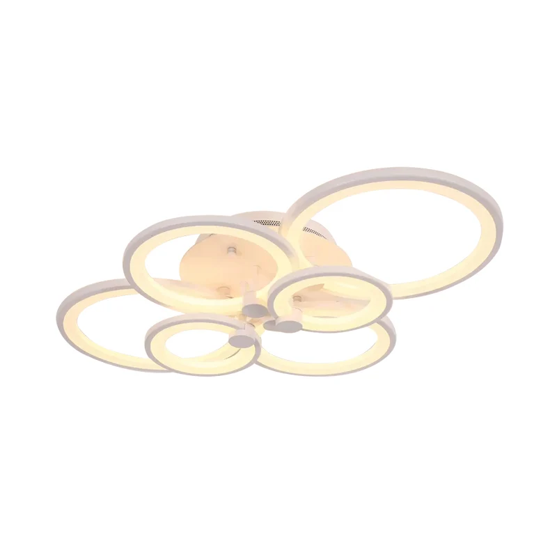 Metalen plafondverlichting met meerdere ringen, modernistisch 4/6/8-lamps zwart/wit LED semi-inbouwlicht voor woonkamer Cl...
