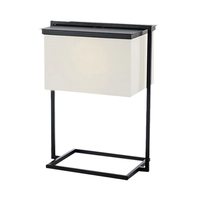 Metalen rechthoekig frame bureaulamp Minimalistische 1-koppige zwart-witte stoffen nachttafellamp Clearhalo