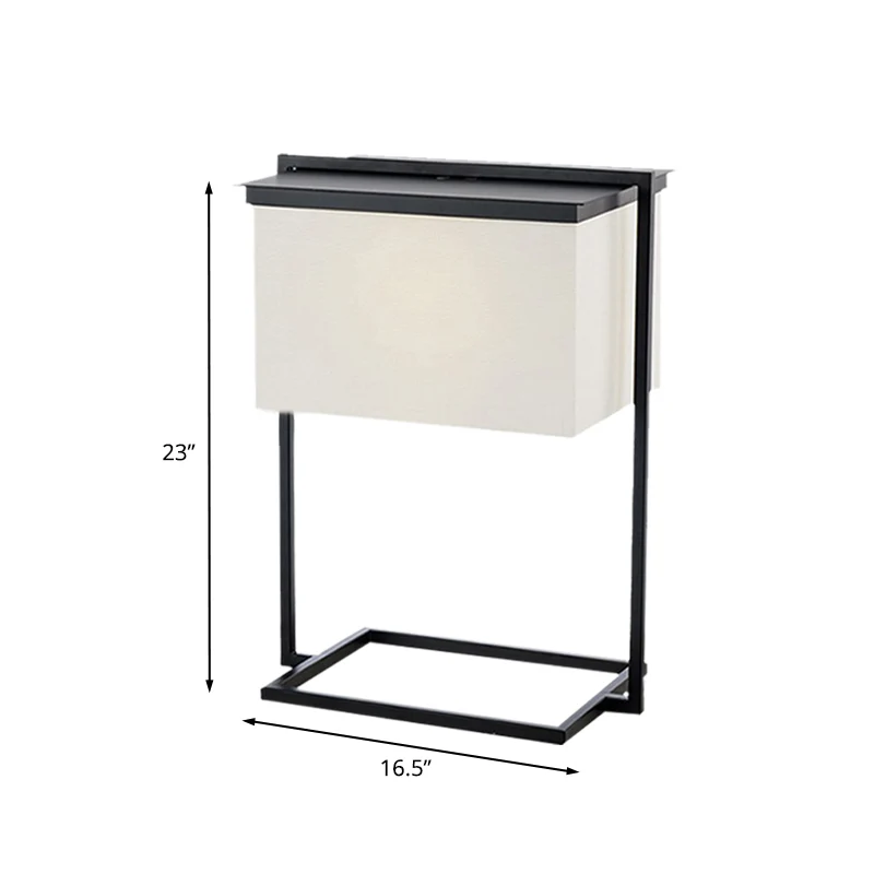 Metalen rechthoekig frame bureaulamp Minimalistische 1-koppige zwart-witte stoffen nachttafellamp Clearhalo