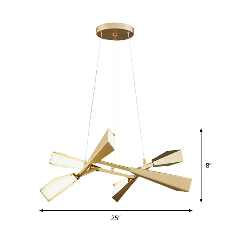 Metalen rechtlijnige kroonluchterverlichting met ganzenkap moderne 6/8 lichten gouden eetkamer hanglamp warm/wit Clearhalo
