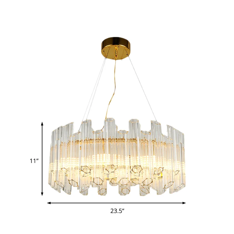 Metalen ring hanglamp modernistische multi-licht hangende kroonluchter met kristallen pijp goud Clearhalo