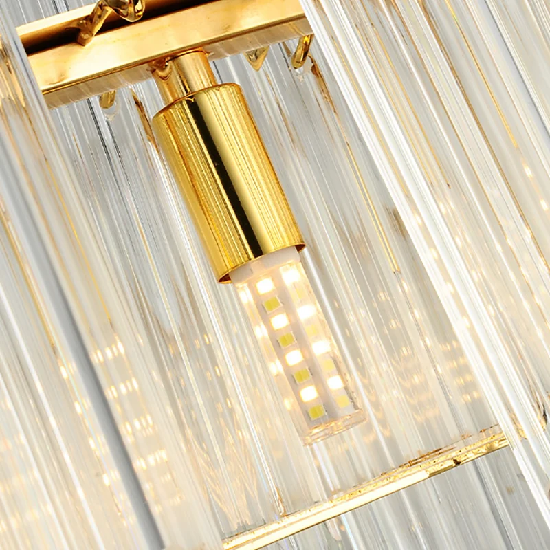 Metalen ring hanglamp modernistische multi-licht hangende kroonluchter met kristallen pijp goud Clearhalo