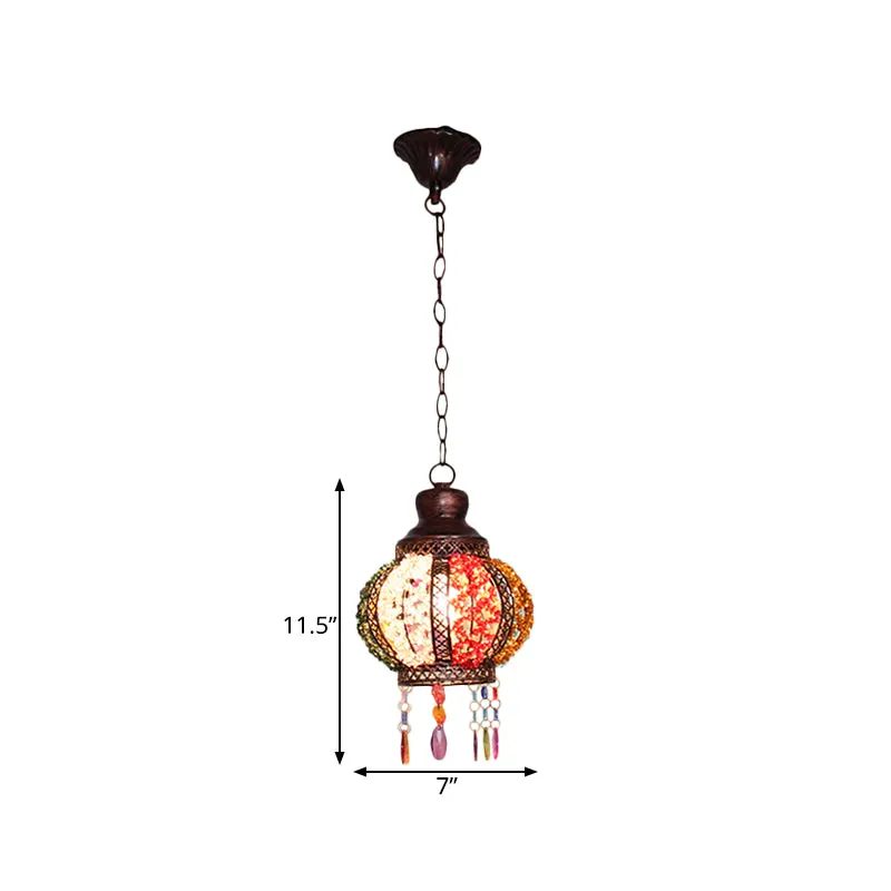 Metalen roest hangende hangende bol 1 kop Boheemse plafondophanglamp voor slaapkamer Clearhalo