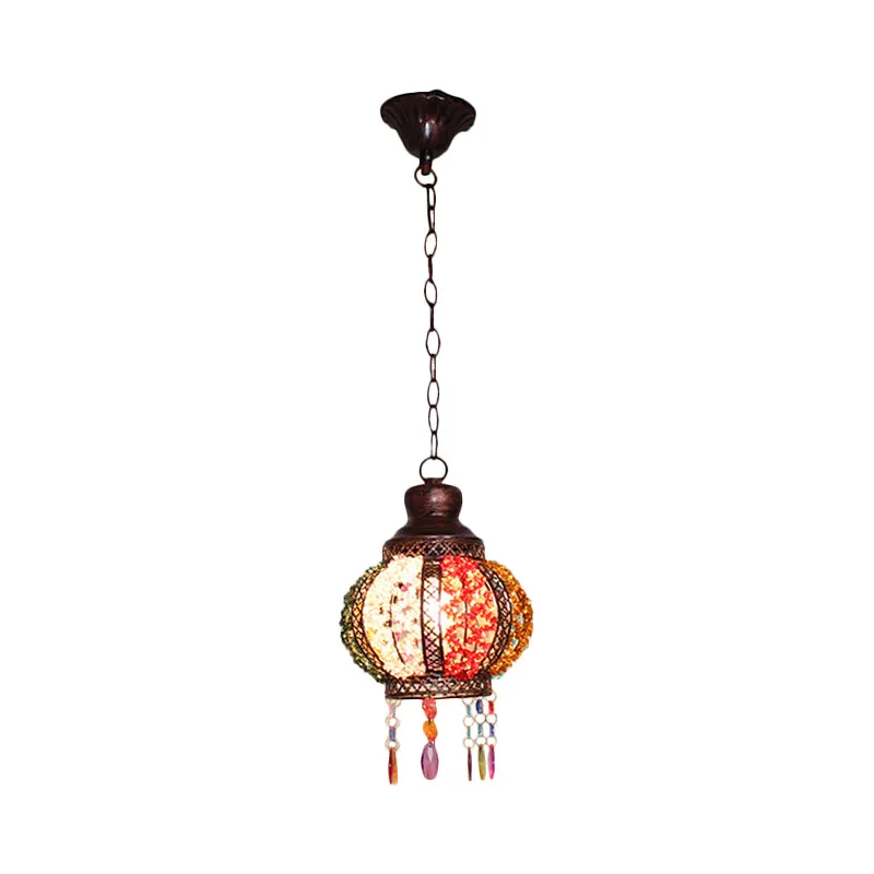 Metalen roest hangende hangende bol 1 kop Boheemse plafondophanglamp voor slaapkamer Clearhalo