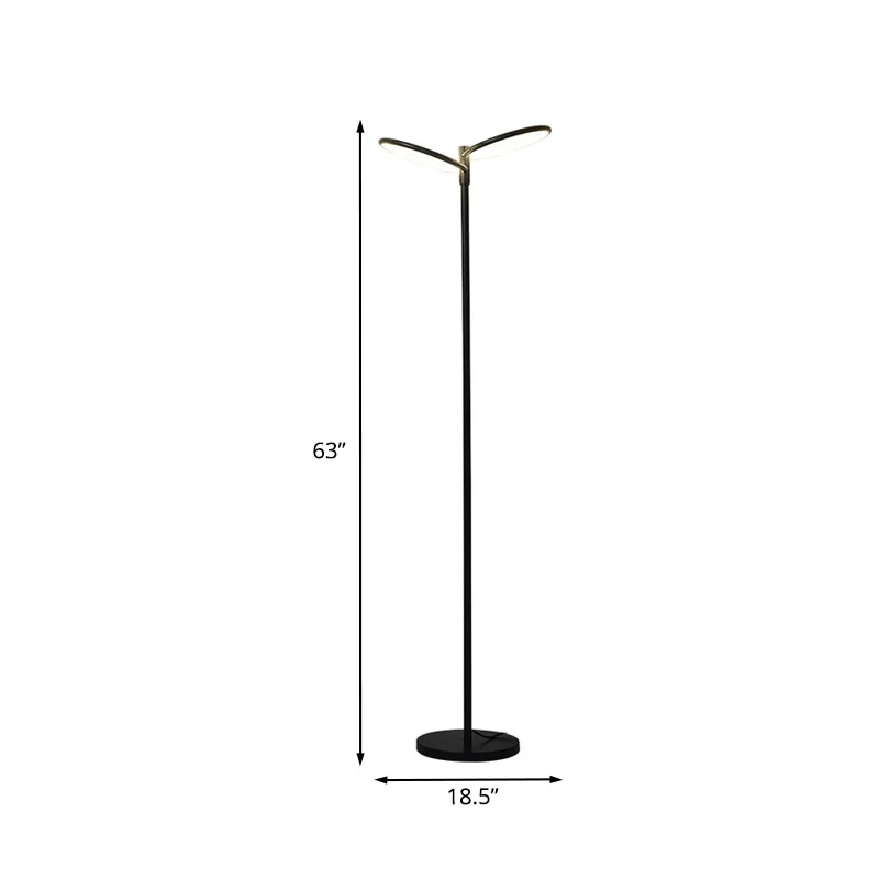 Metalen ronde kap staande lamp, moderne LED zwarte vloerleeslamp voor nachtkastje Clearhalo