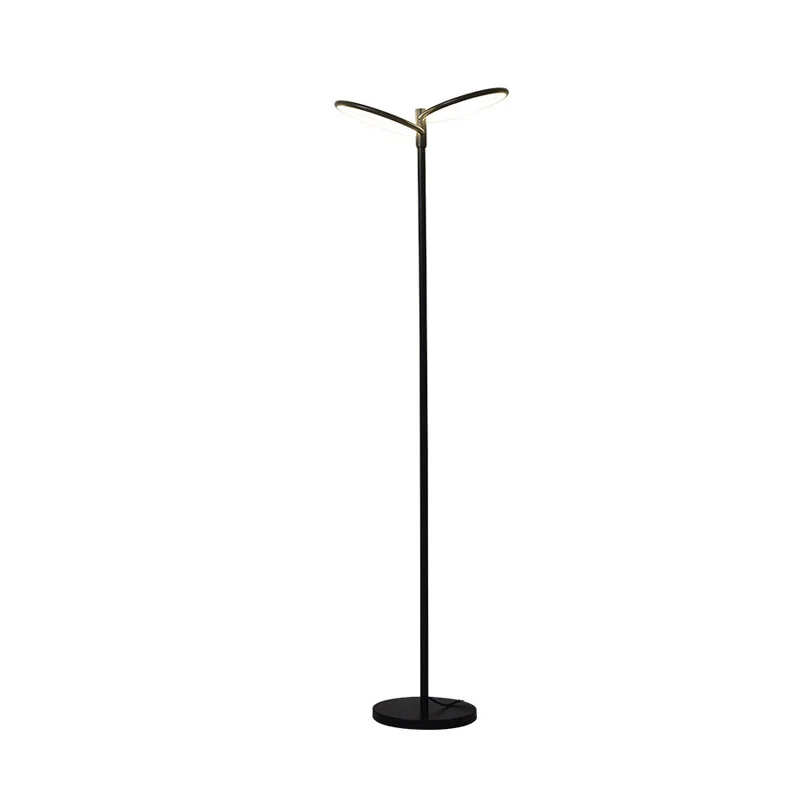 Metalen ronde kap staande lamp, moderne LED zwarte vloerleeslamp voor nachtkastje Clearhalo