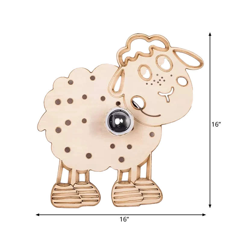Metalen schaap wandlamp slaapkamer kleuterschool 1 kop kinderwandkandelaar beige Clearhalo
