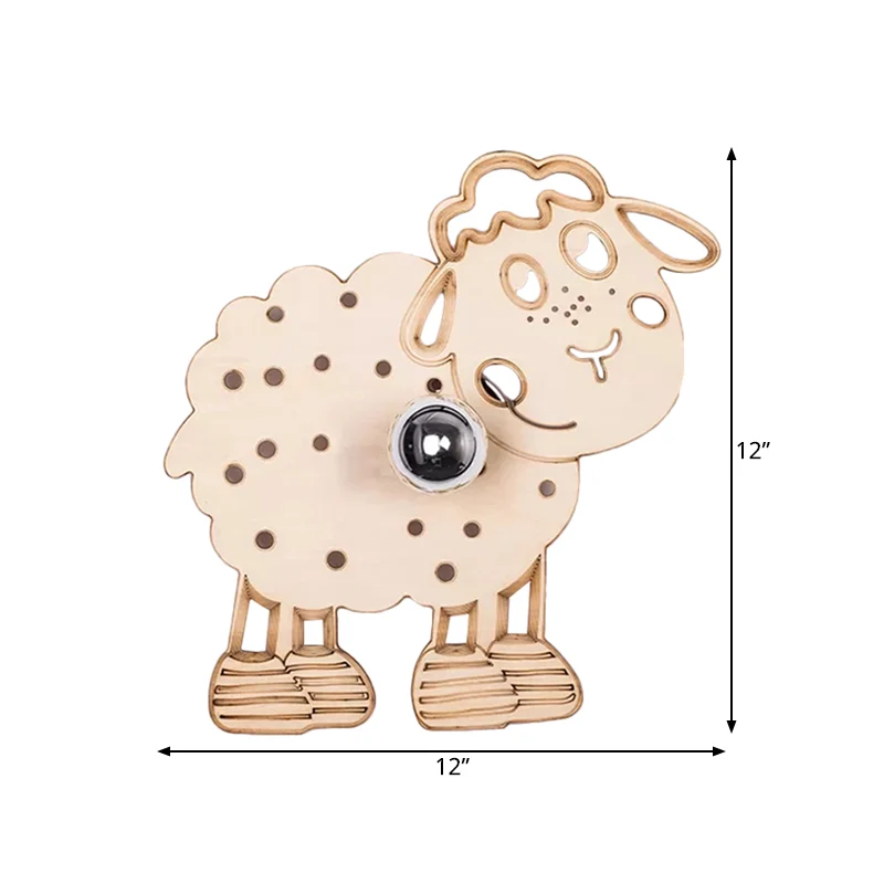 Metalen schaap wandlamp slaapkamer kleuterschool 1 kop kinderwandkandelaar beige Clearhalo