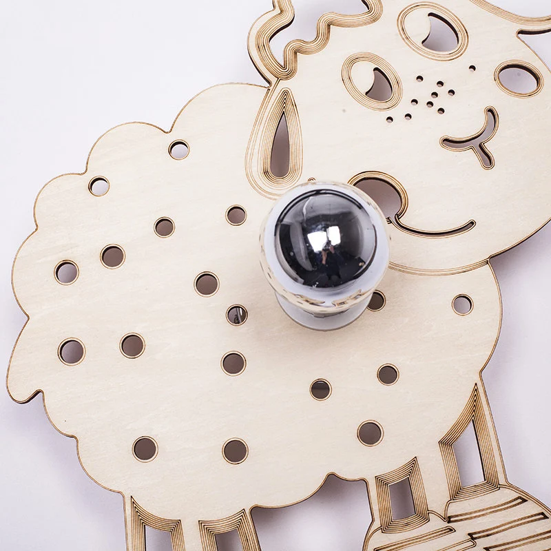 Metalen schaap wandlamp slaapkamer kleuterschool 1 kop kinderwandkandelaar beige Clearhalo