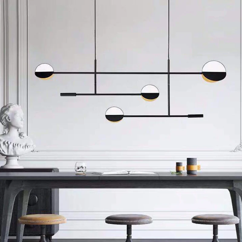 Metalen schijf eilandverlichting eigentijds 4 lampen zwarte afwerking hanglamp Clearhalo