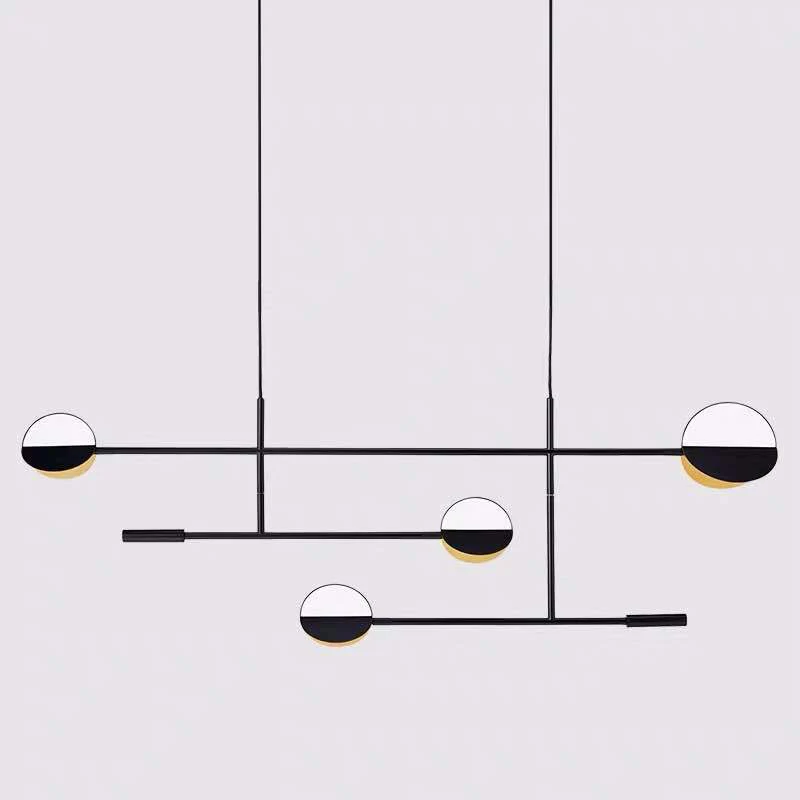 Metalen schijf eilandverlichting eigentijds 4 lampen zwarte afwerking hanglamp Clearhalo