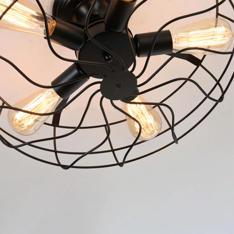 Metalen semi-inbouwkroonluchter Shabby Chic zwarte kooi gangpad semi-gemonteerde verlichting Clearhalo