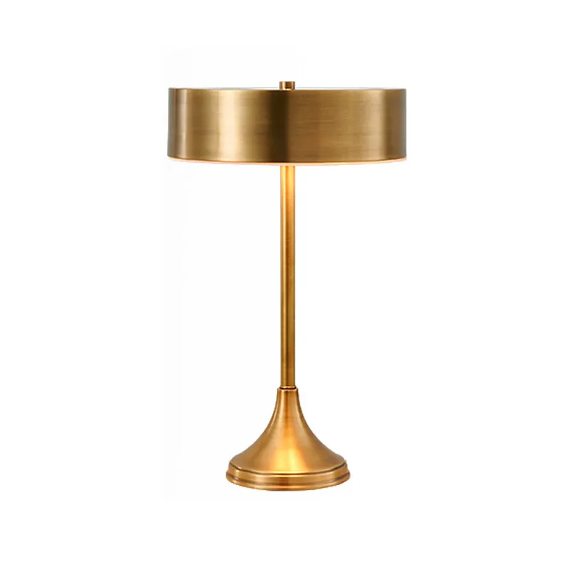 Metalen tafellamp met 1 kop, koloniale messing afwerking, ronde nachtkastjeverlichting met voet Clearhalo
