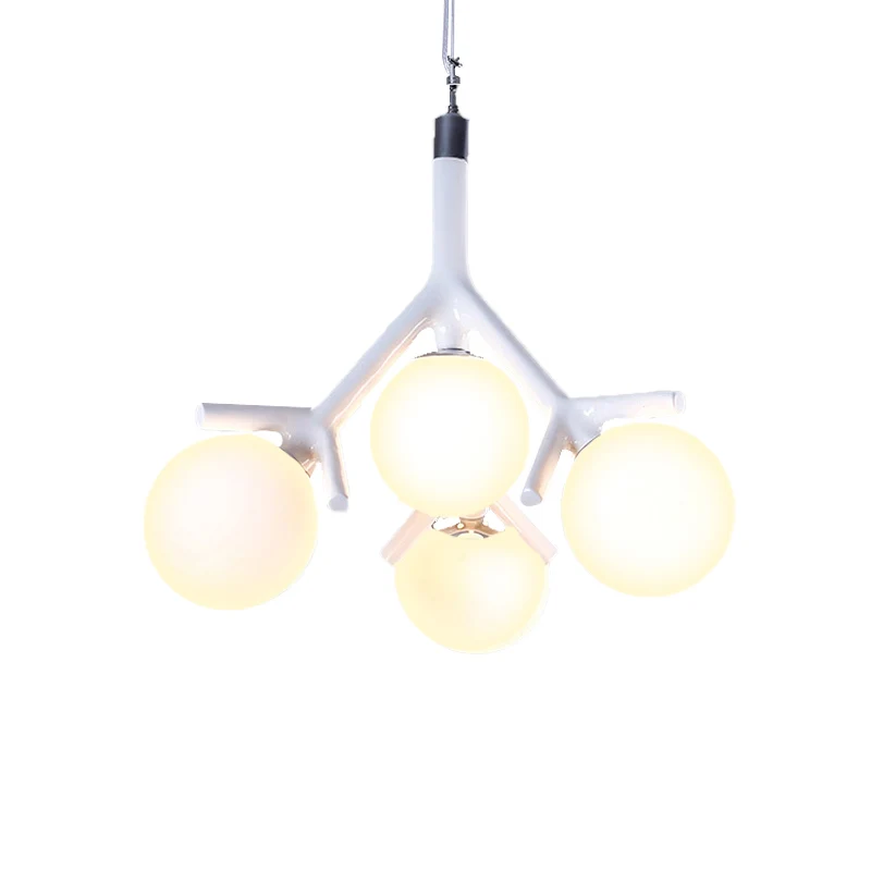 Metalen tak hanglamp met bolschaduw kinderslaapkamer 4 hoofden moderne kroonluchter Clearhalo