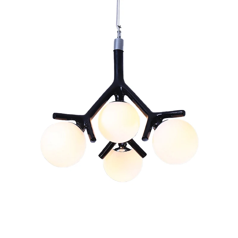 Metalen tak hanglamp met bolschaduw kinderslaapkamer 4 hoofden moderne kroonluchter Clearhalo