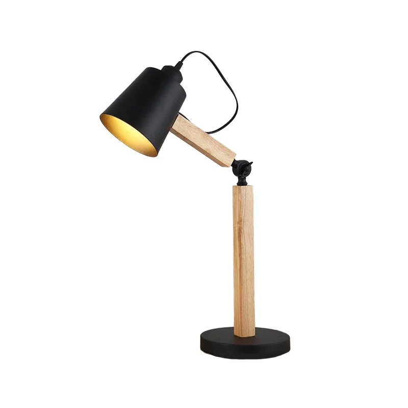 Metalen taps toelopende bureaulamp Moderne 1-kops nachttafellamp wit/zwart met draaibaar knooppunt Clearhalo