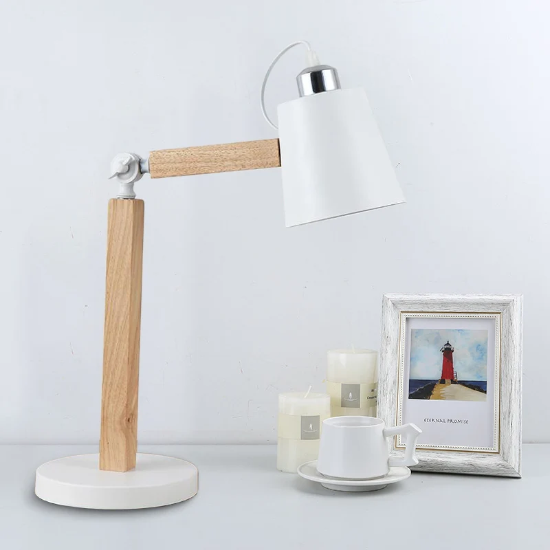 Metalen taps toelopende bureaulamp Moderne 1-kops nachttafellamp wit/zwart met draaibaar knooppunt Clearhalo