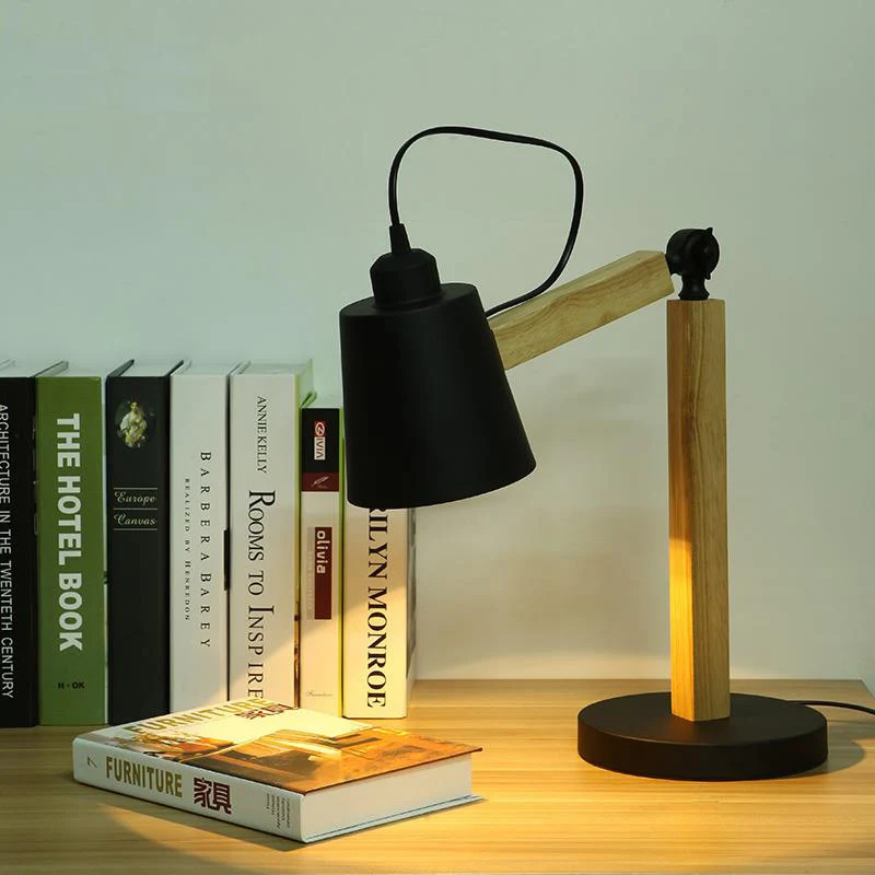 Metalen taps toelopende bureaulamp Moderne 1-kops nachttafellamp wit/zwart met draaibaar knooppunt Clearhalo