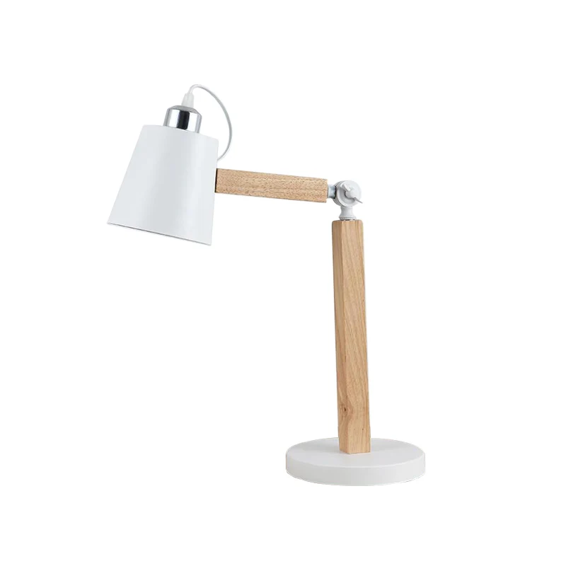 Metalen taps toelopende bureaulamp Moderne 1-kops nachttafellamp wit/zwart met draaibaar knooppunt Clearhalo