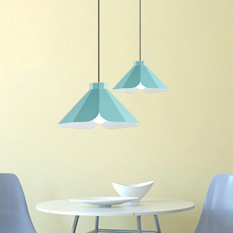 Metalen taps toelopende hanglamp Macaron-stijl 1-lichts restauranthanglamp blauw/groen/oranje Clearhalo