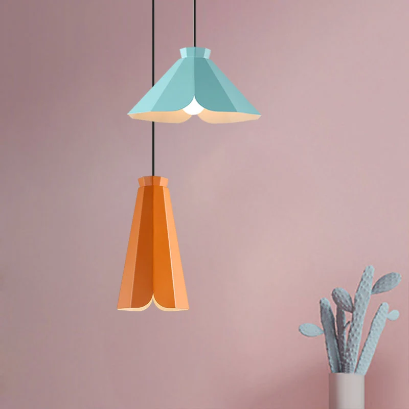 Metalen taps toelopende hanglamp Macaron-stijl 1-lichts restauranthanglamp blauw/groen/oranje Clearhalo