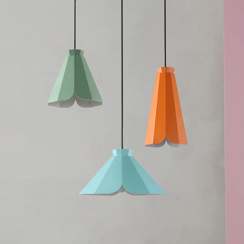Metalen taps toelopende hanglamp Macaron-stijl 1-lichts restauranthanglamp blauw/groen/oranje Clearhalo