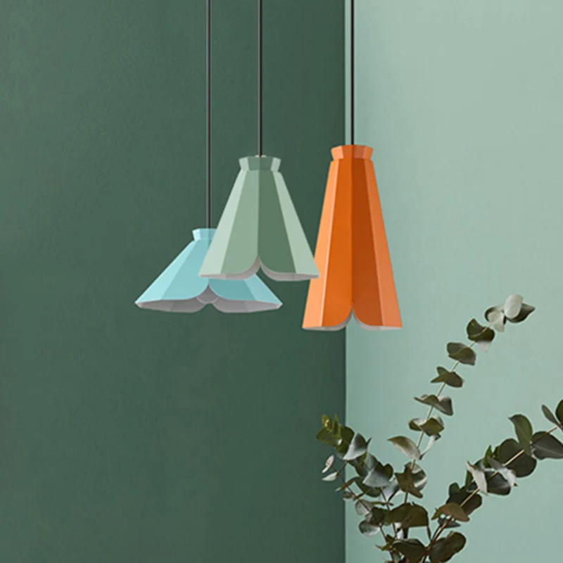 Metalen taps toelopende hanglamp Macaron-stijl 1-lichts restauranthanglamp blauw/groen/oranje Clearhalo