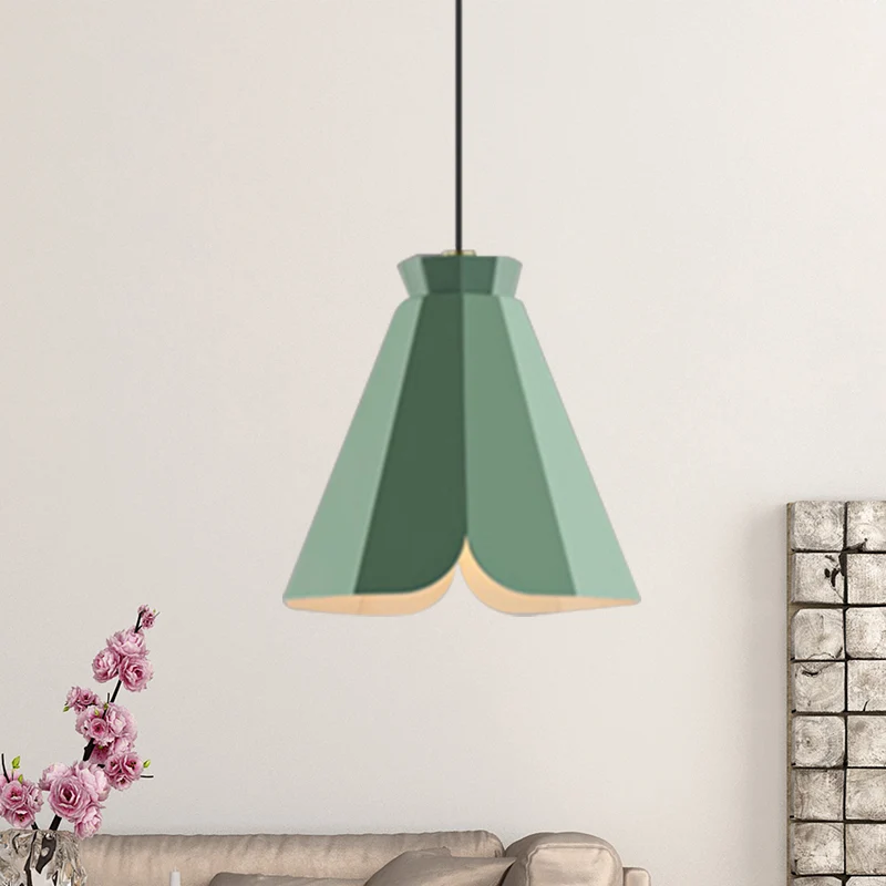 Metalen taps toelopende hanglamp Macaron-stijl 1-lichts restauranthanglamp blauw/groen/oranje Clearhalo