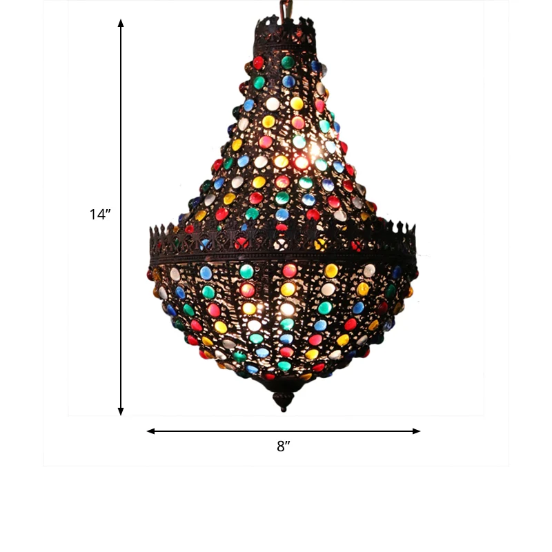 Metalen traanvormige kroonluchterlamp Decoratieve 2-lichts restauranthanglamp zwart Clearhalo